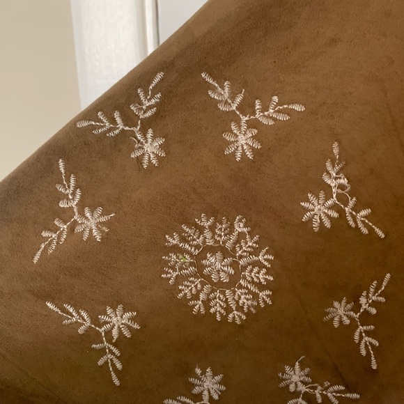 POL suede and lace brown embroidered cardigan - Picture 3 of 6